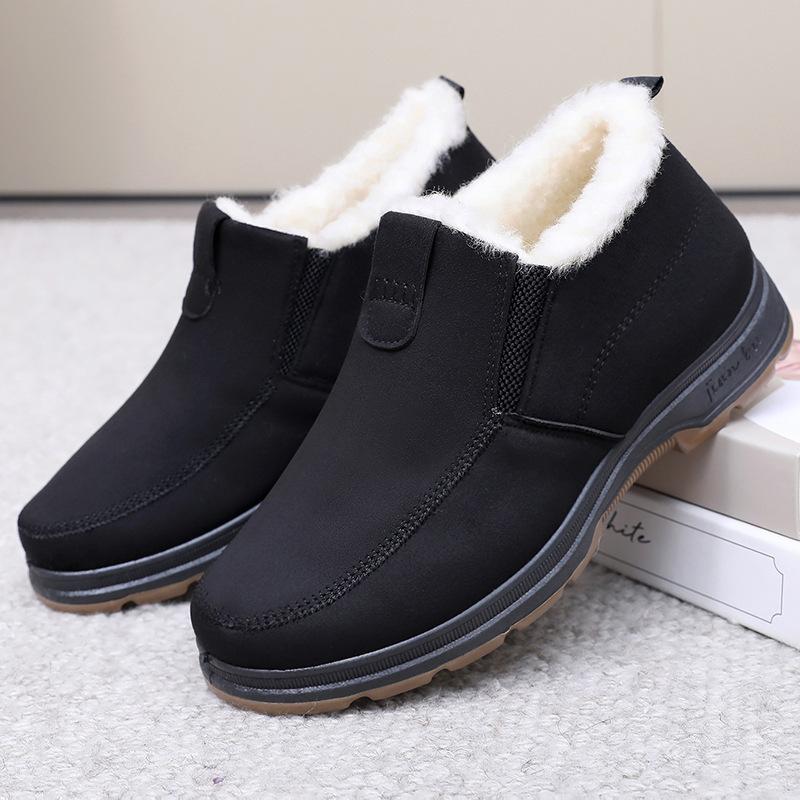 Winter Warm Snow Boots for Men Water Resistant Non-Slip Short Ankle Booties With Faux Fur Lining Men's Comfortable Work Sneakers Walking Loafers Shoes