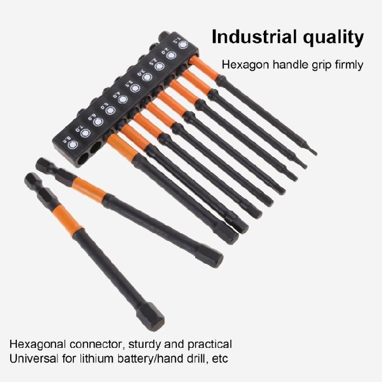 10Pcs 1/4" Hex Head Wrenches Drill Bit Impacts Driver Bit Set Magnetic Tip Magnetic Screwdriver Bit Hex Drill Bit