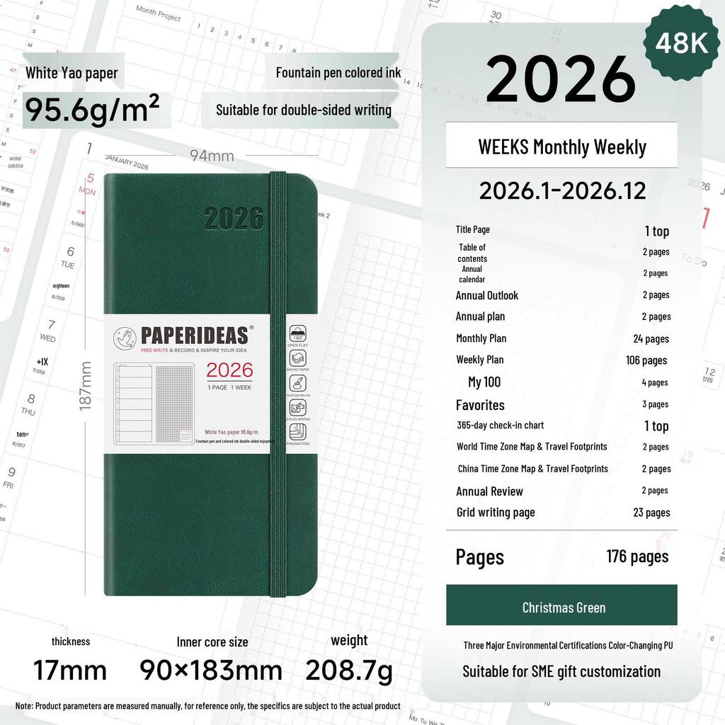 2026 Portable Weekly Planner: Leather-Covered Diary & Time Management Book