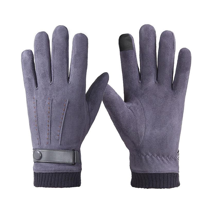 Herren Winter Wildlederimitat Warm Split Militär Fingerhandschuhe Outdoor Verdickt Fahren Schnalle Ski Männlich Touchscreen Fäustlinge