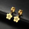 Cazador Gold Color Sakura Flower Pendant Earrings for Women Girls Stainless Steel Jewelry Drop Earrings Gift Wholesale 2026