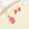 Unique Cats Ear Jewelry Pendant Necklace Cartoon Cats Ear Studs Alloy Texture Perfect for Fashion Style Individuals
