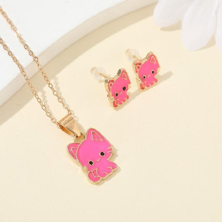 Unique Cats Ear Jewelry Pendant Necklace Cartoon Cats Ear Studs Alloy Texture Perfect for Fashion Style Individuals