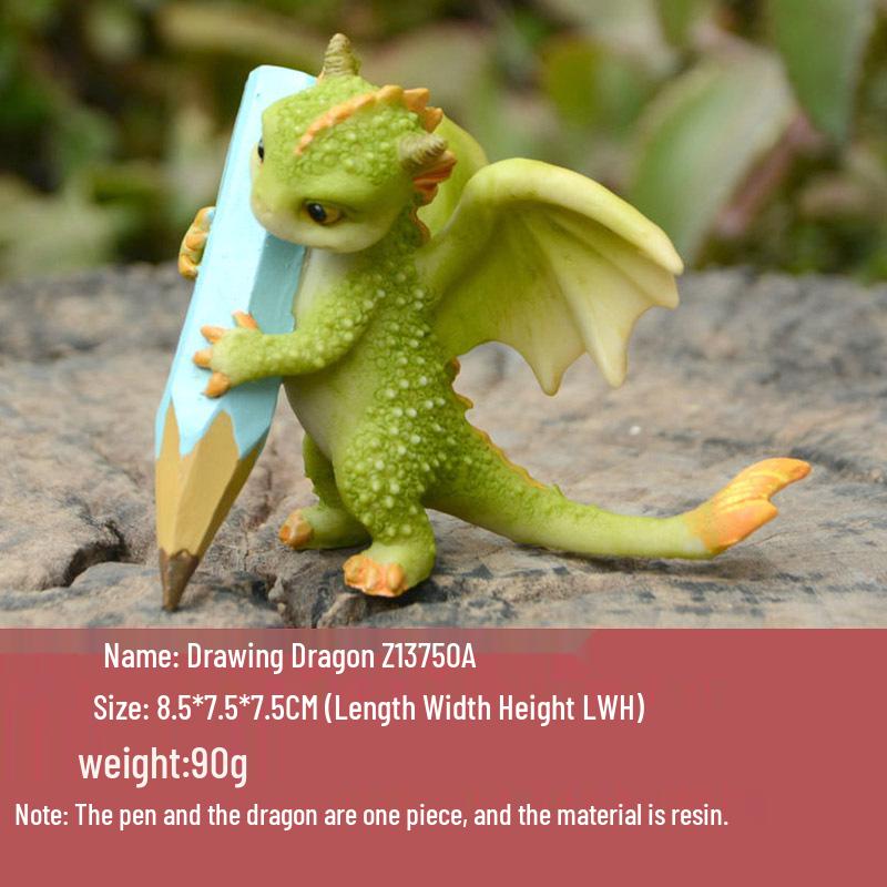 Adorable Cartoon Dragon Resin Ornament - Dinosaur Figure Gift for Friends & Teachers