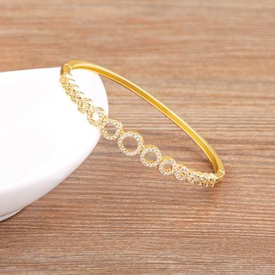 

Nidin Light Luxury Simple Circles Connection Zircon Bracelet For Women Opening Bangles Wedding Jewelry Party Gift 56-58mm золотой