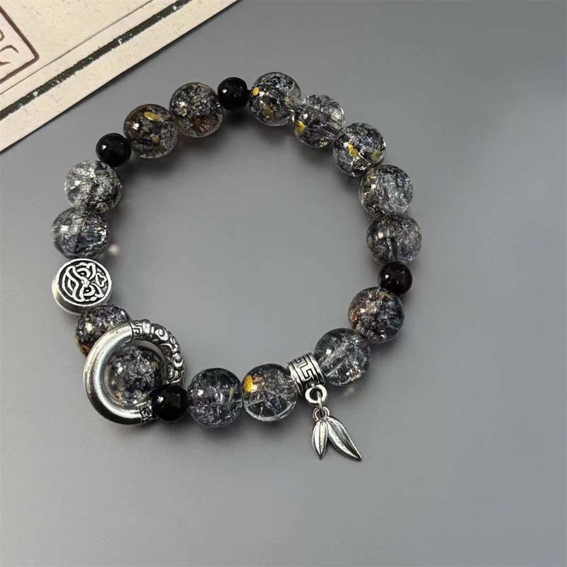 Chinese Style Black Ice Cracking Beaded Bracelet For Men Women Punk Hip Hop Adjustable Handmade Couple Charms Bracelet Jewelry