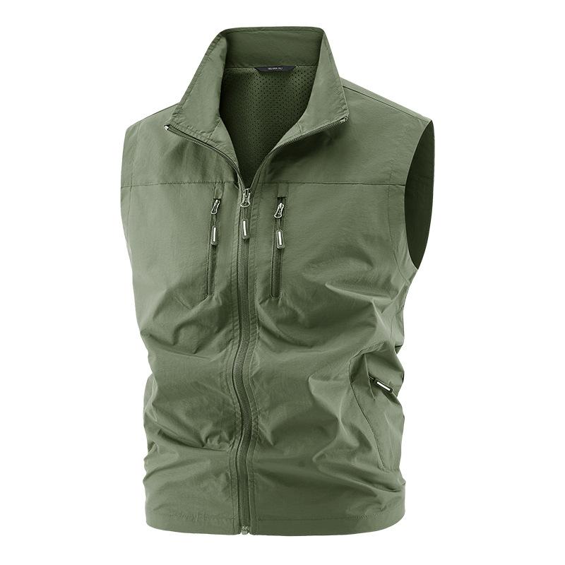 Men's Lightweight Softshell Vest with Zipper Pockets Windproof Sleeveless Jacket for Hiking Golf Outdoor Outwear Windbreaker