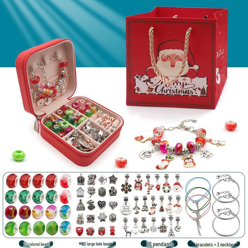 Набор детских серебряных рождественских браслетов и бусин ручной работы, 66 предметов