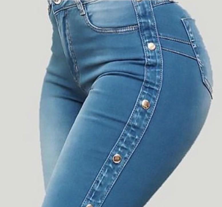 Jeans a zampa elastici a vita alta lunghezza alla caviglia per donna - Stile europeo e americano