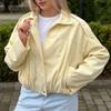 Womens Vintage French Style Long Sleeve Jacket 2026 Fall Casual Workwear Relaxed Fit Zip Up Cardigan Outerwear