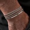 4pcs Men's Chain Bracelets,Stainless Steel Silver Color Snake Chain Wristband,Hip Hop Punk Jewelry for Him Dad