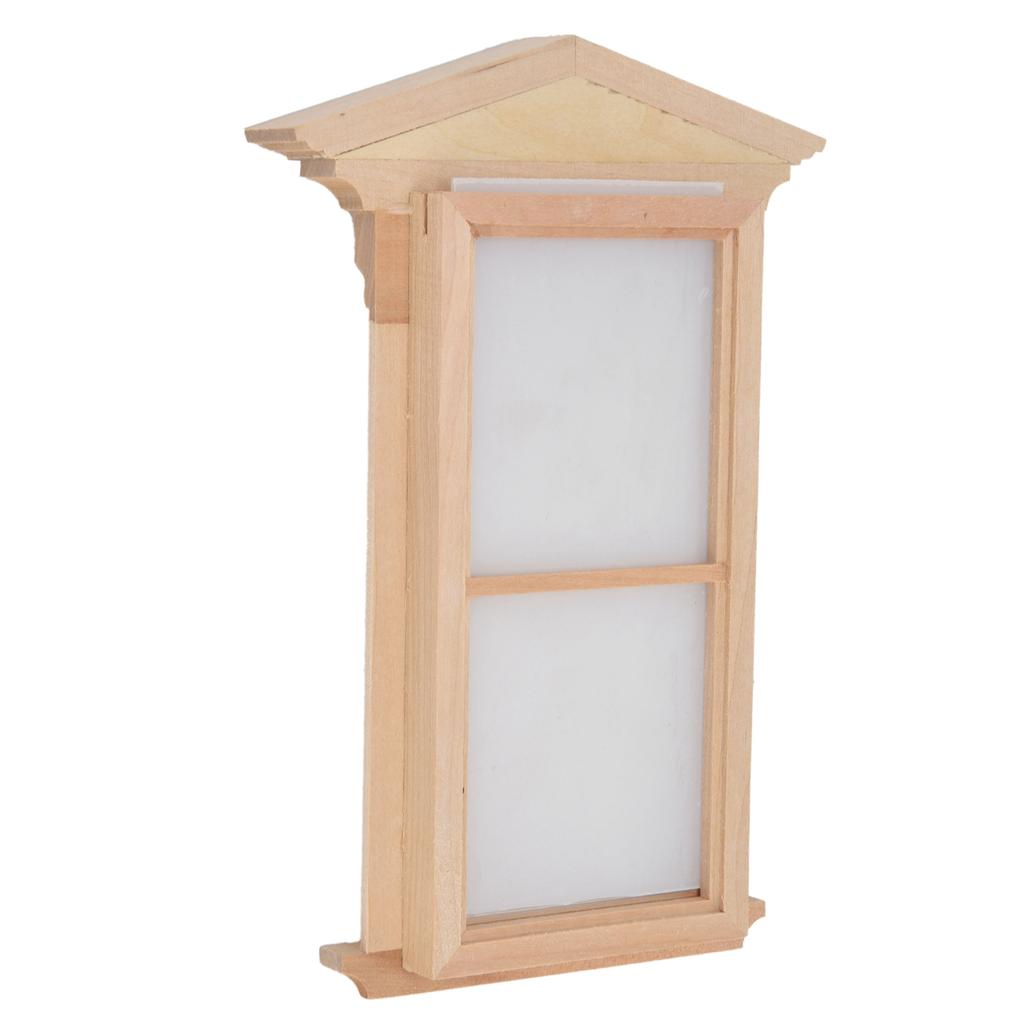 1:12 Dollhouse Wooden Unpainted Steepletop Door Window Miniature Decoration Accessories
