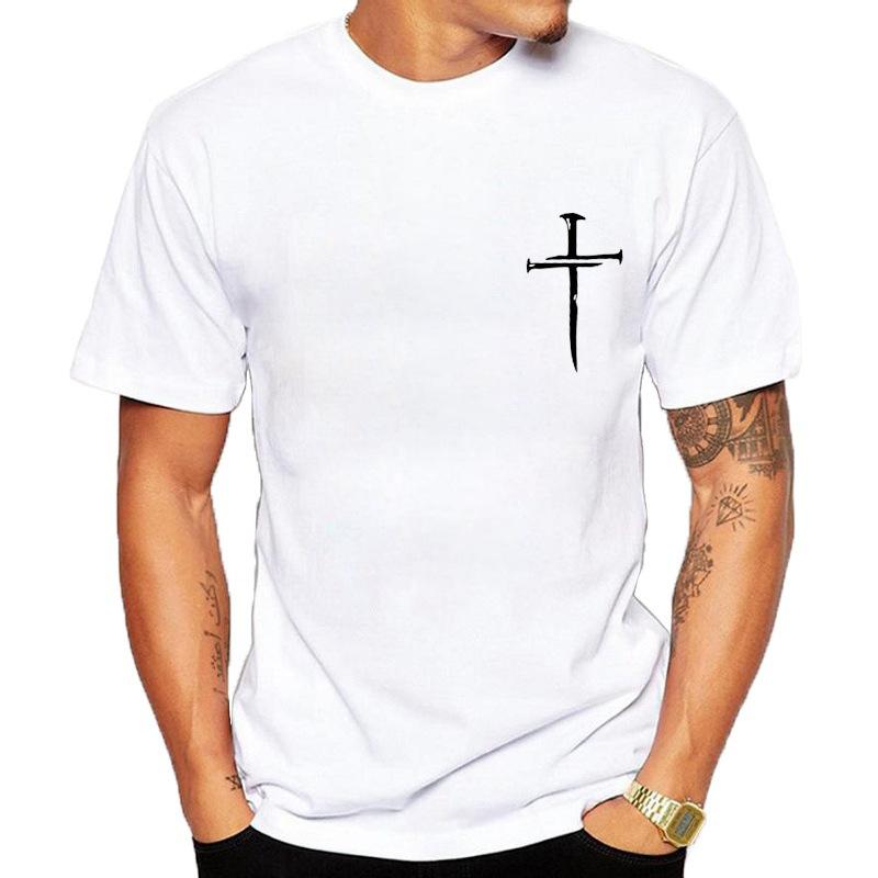 Unisexs Crew Neck Short Sleeve T Shirt Nail Cross Faith Graphic Tee Minimal Religious Art Casual Unisexs For Church Daily Street Wear