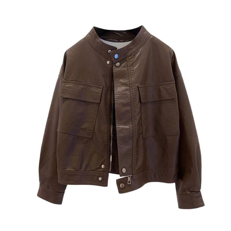 Damen Modische Retro Biker Lederjacke - 2025 Herbstkollektion, Vielseitiges Kurzes PU-Design