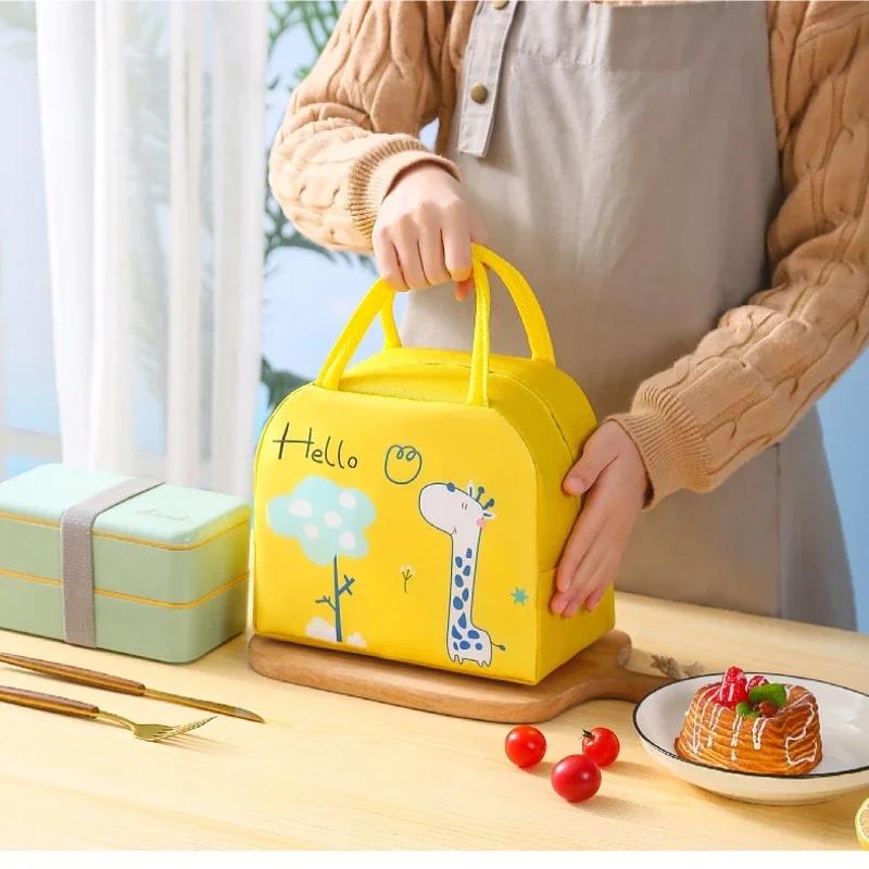 Cute Cartoon Thermal Insulation Bag Aluminum Film Waterproof Lunch Box Storage Bag Students Portable Picnic Box Insulated Bag