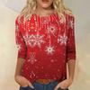 Women's Casual Neck Top with Christmas and Halloween Print for Holiday Wear