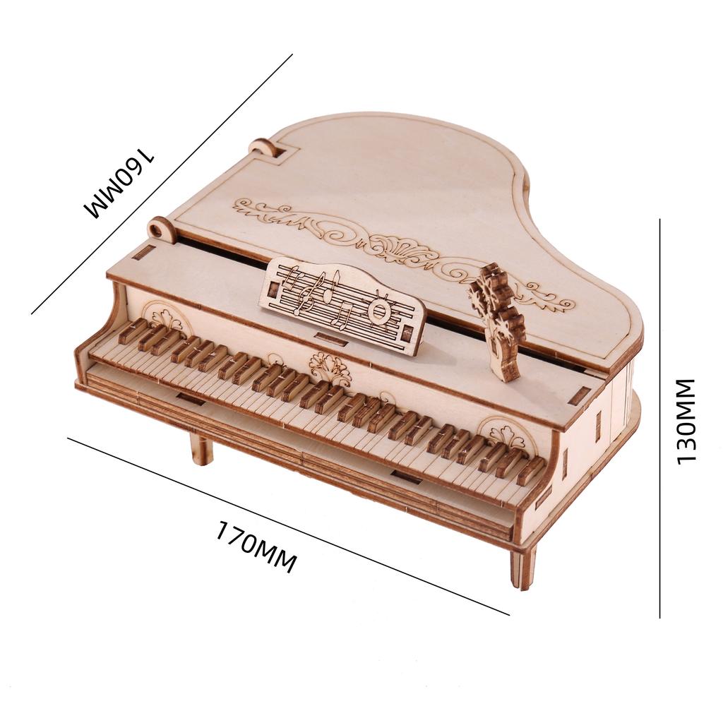 3D Wooden Puzzle Piano Model Hand Assembled Puzzle DIY Assembly Model, Suitable for Christmas