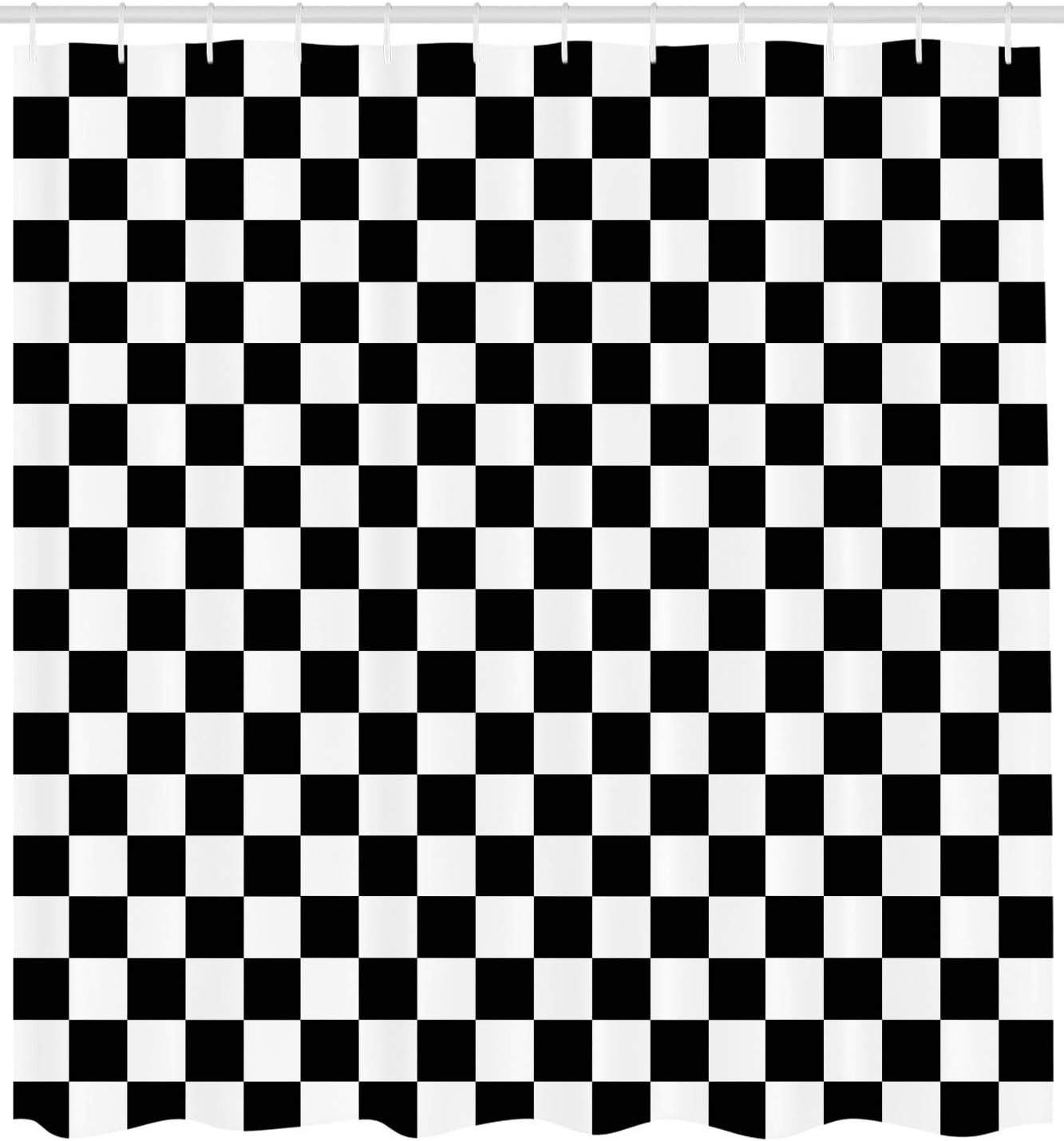 

Checkers Game Shower Curtain, Geometric Grid Style Monochrome Squares In Traditional Game Board Design, Cloth Fabric B W60H190(CM)-1 Pcs