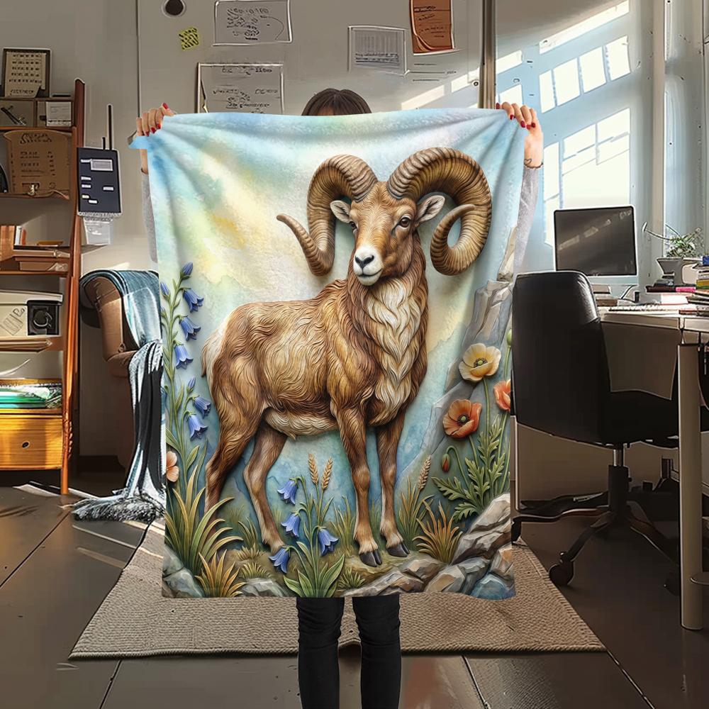

Flower cat goat Print Flannel Blanket,High quality Comfortable for All Seasons,Home Decor,Warmth and Comfort,Perfect for Christmas Gifts 80cm x 120cm