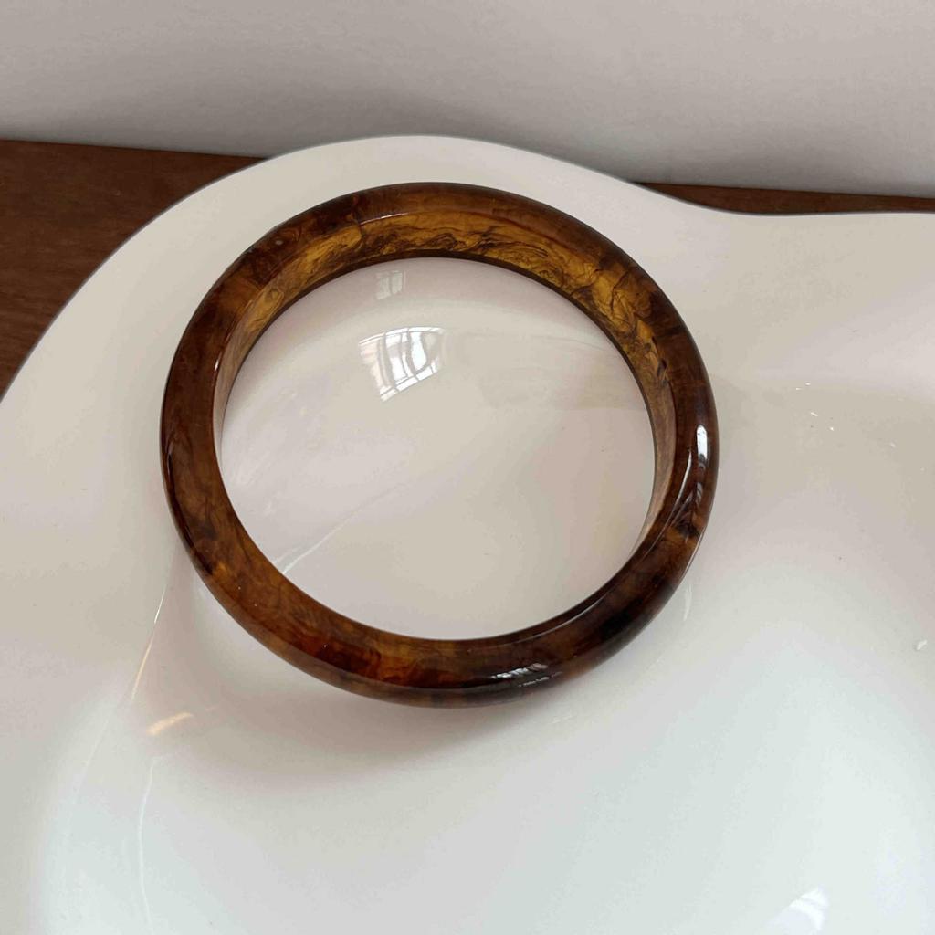 Retro Brown Resin Bangles Acrylic Marble Bracelet For Women Fashion Party Jewelry Gifts