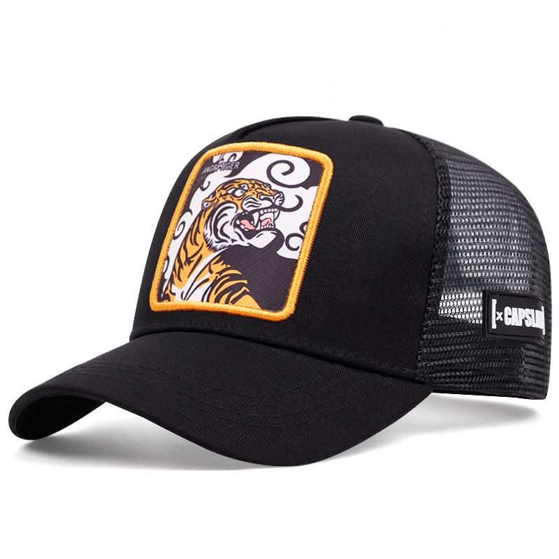 

tiger cartoon baseball cap High quality Women Unisex Hip hop outdoors mesh cap Sunshade breathable trucker hat Adjustable