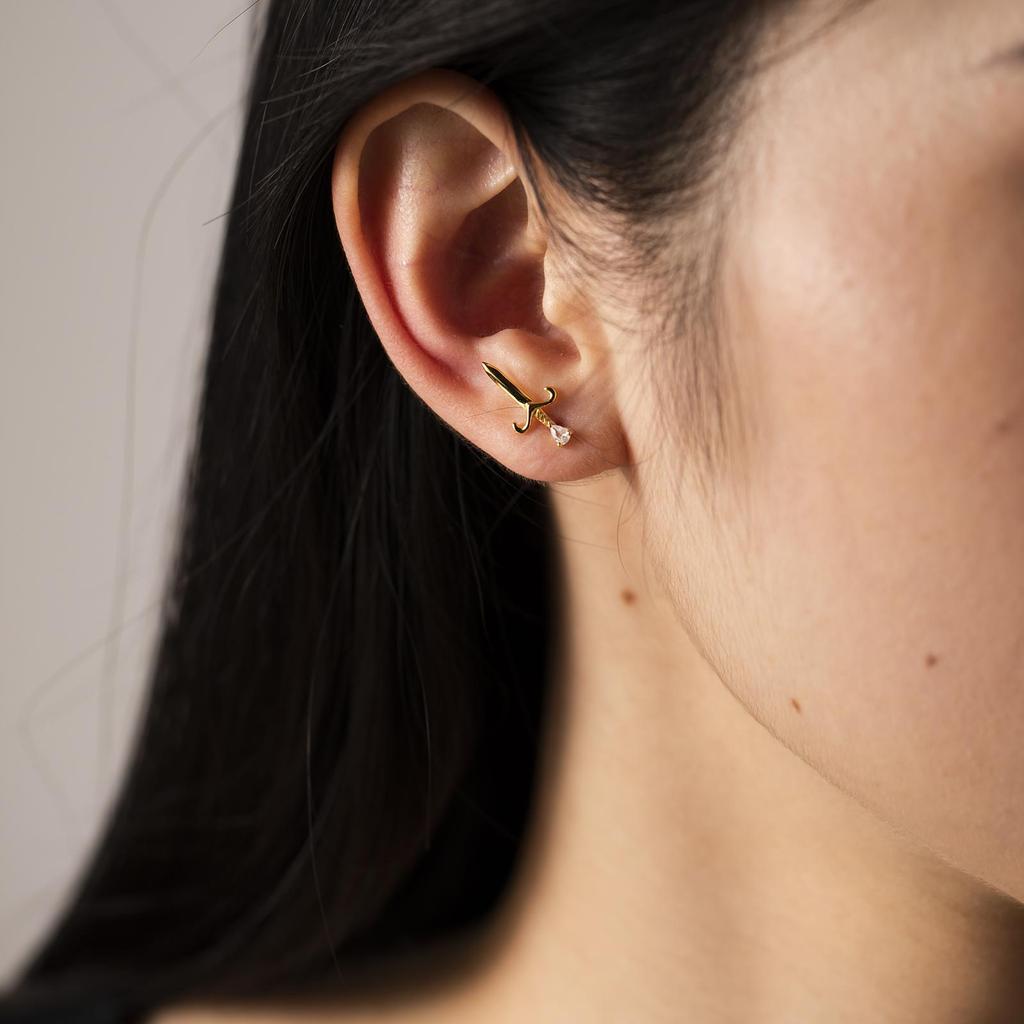 ANDYWEN 925 Sterlingsilber Gold Crush Zirkon Ohrring Liebe Stecker Ohrring Climber Frauen Feiner Schmuck 2023 Kristall Schlanker Schmuck