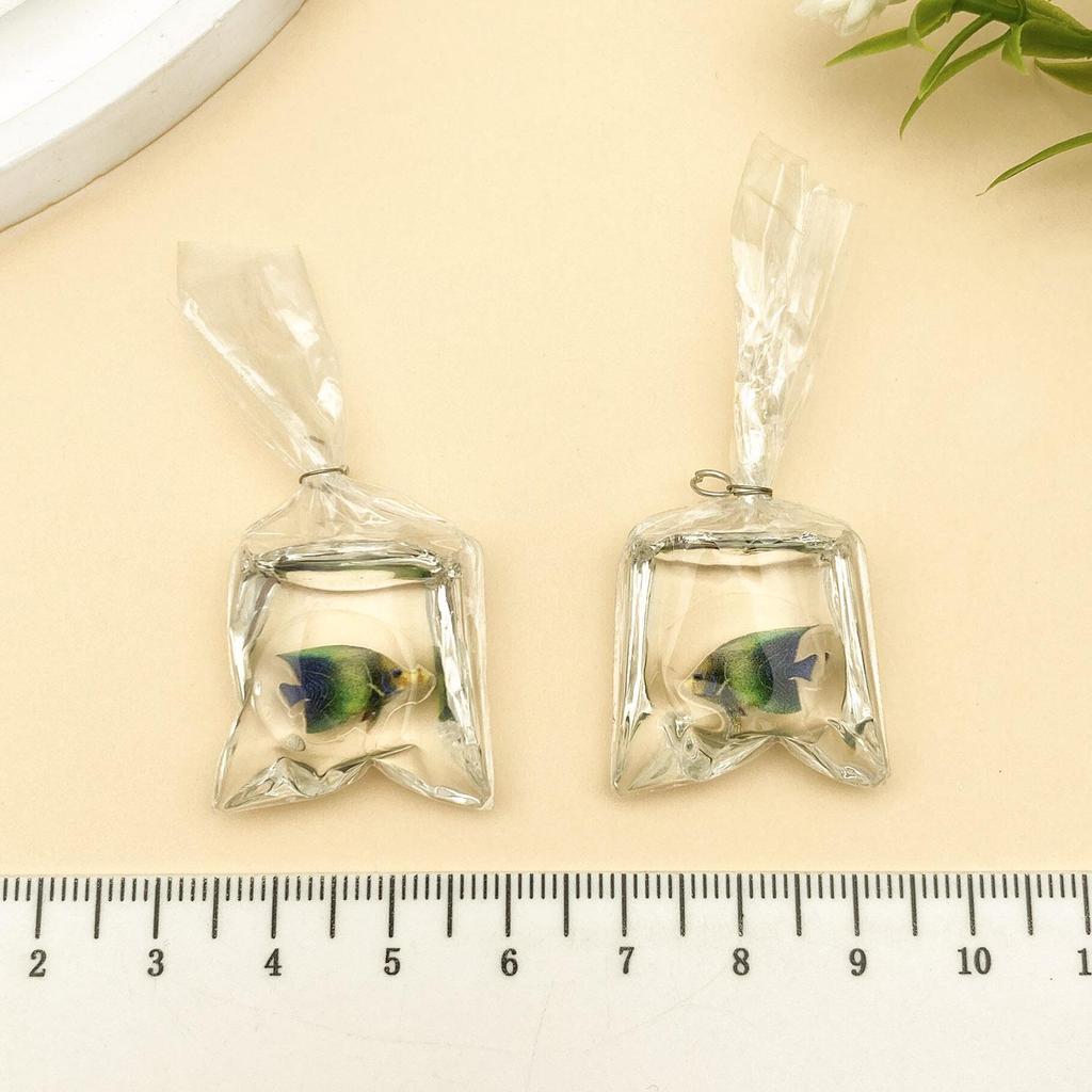 10 Goldfish Water Bag Earrings: Transparent Resin Pendant Jewelry DIY Kit
