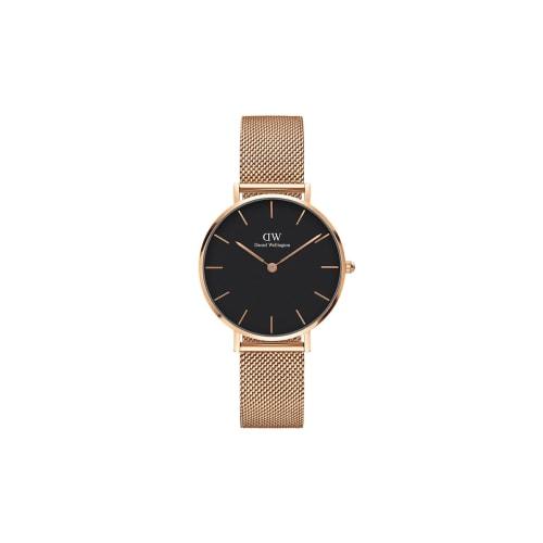 [Official Shop/2-Year Warranty/Authentic Import] Daniel Wellington DW Women's Petite Melrose Black 28mm Watch, Stylish, Popular, Cute Mesh Watch, Perf