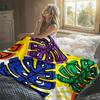 Bunte Monstera Blatt Flanelldecke Warm Weich Halloween Weihnachten Dekorativ Sofa Warm Gemütlich Ganzjahresgeschenk