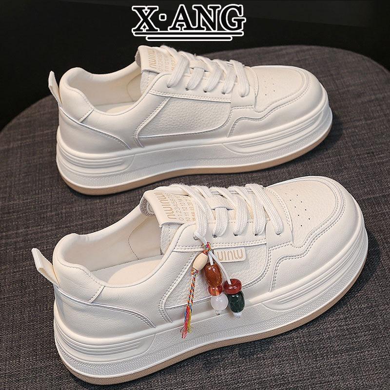 First layer cowhide little white shoes women's shoes thick baseplate shoes autumn new versatile student shoes casual sports shoes