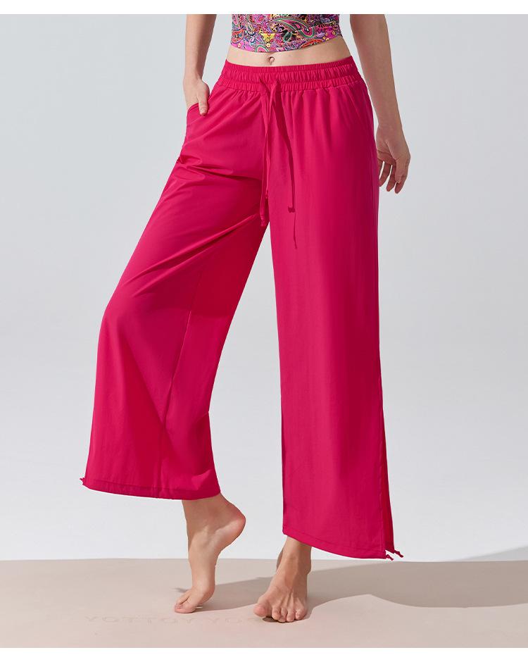 Plus Size Breathable High Waist Yoga Pants - Loose Wide Leg, Long Length, Casual & Sporty Style, Perfect for Spring!