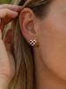 Checkerboard Heart Enamel Stud Earrings - European & American Fashion, Stainless Steel