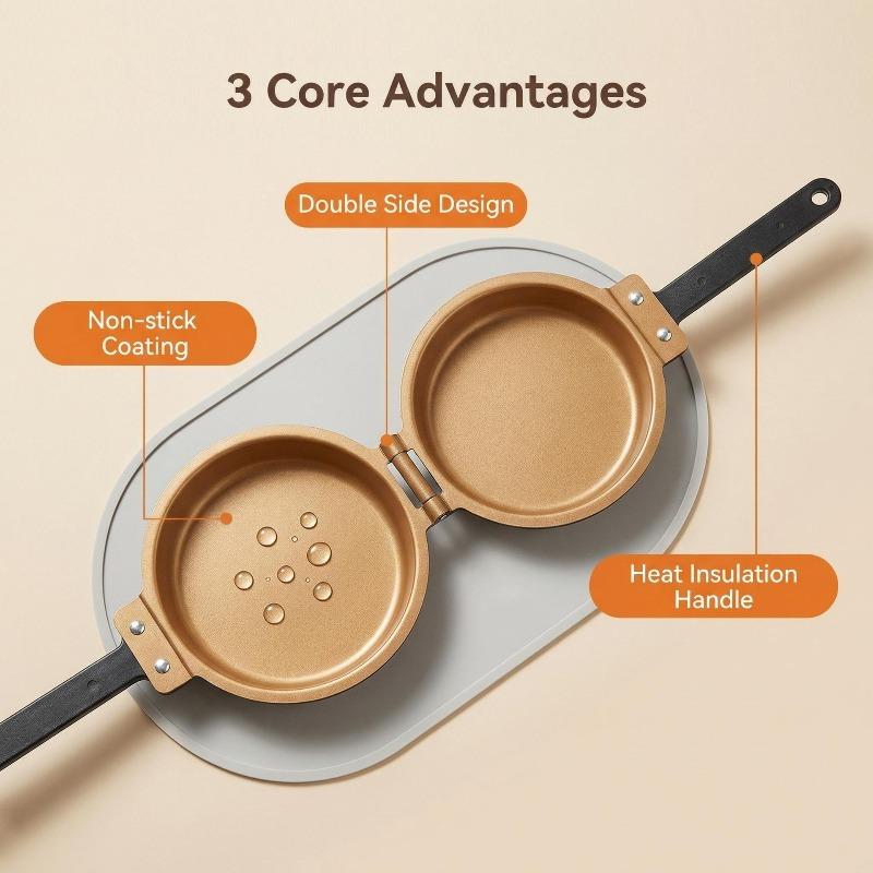 Cake Double Sided Pan Folding Frying Pan Less Fumes Fried Eggs Steak Breakfast Pan