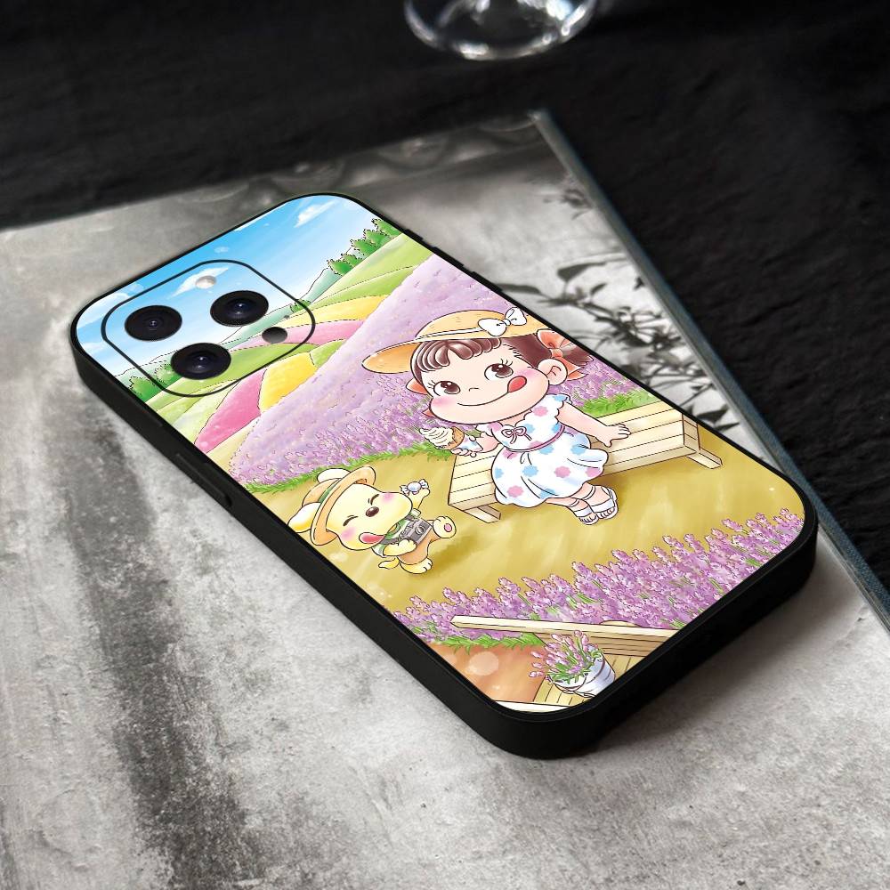 Fujiya Milky Peko-Chan Phone Case Black Silicone Soft Shell For IPhone 17 16 15 14 13 12 11 Air Pro Max Plus Hot Sale