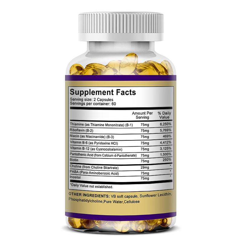 Daitea Vitamin B-Complex Maximum Strength Supplement with All B Vitamins, B1, B2, B3, B6, B12, Biotin, Pantothenic Acid, Choline & Inositol, 120 Caps