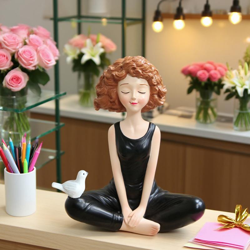 Yoga Girl Figurines Yoga Statue Art Sculpture Figure Resin Home Decoration Desk Ornament, Statuette For Your Desk/Bookshelf