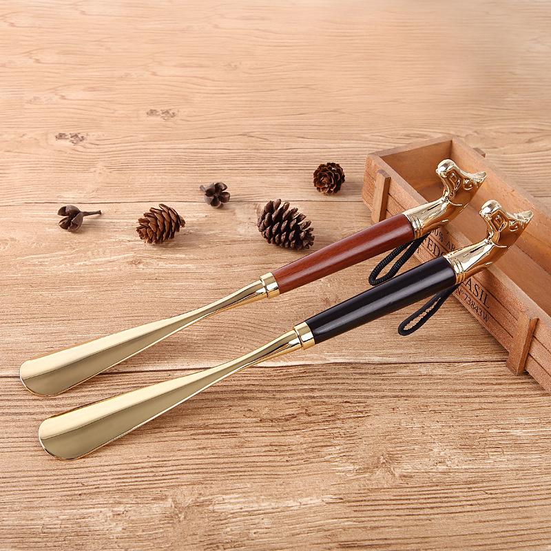 Metal Alloy Lion & Horse Head Zodiac Solid Wood Long Shoehorn