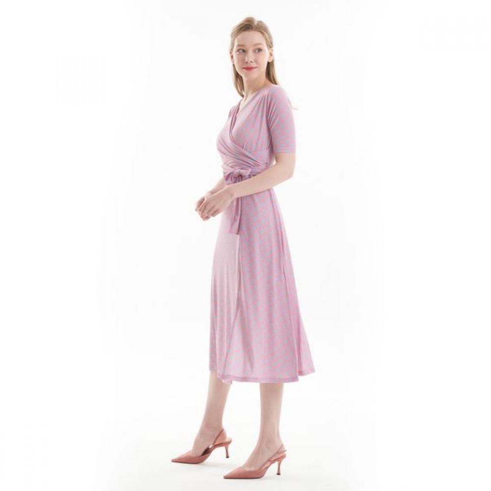 Lipbbam Creora Easy Corinne Artwork Pattern Wrap Dress Ldm54hp01