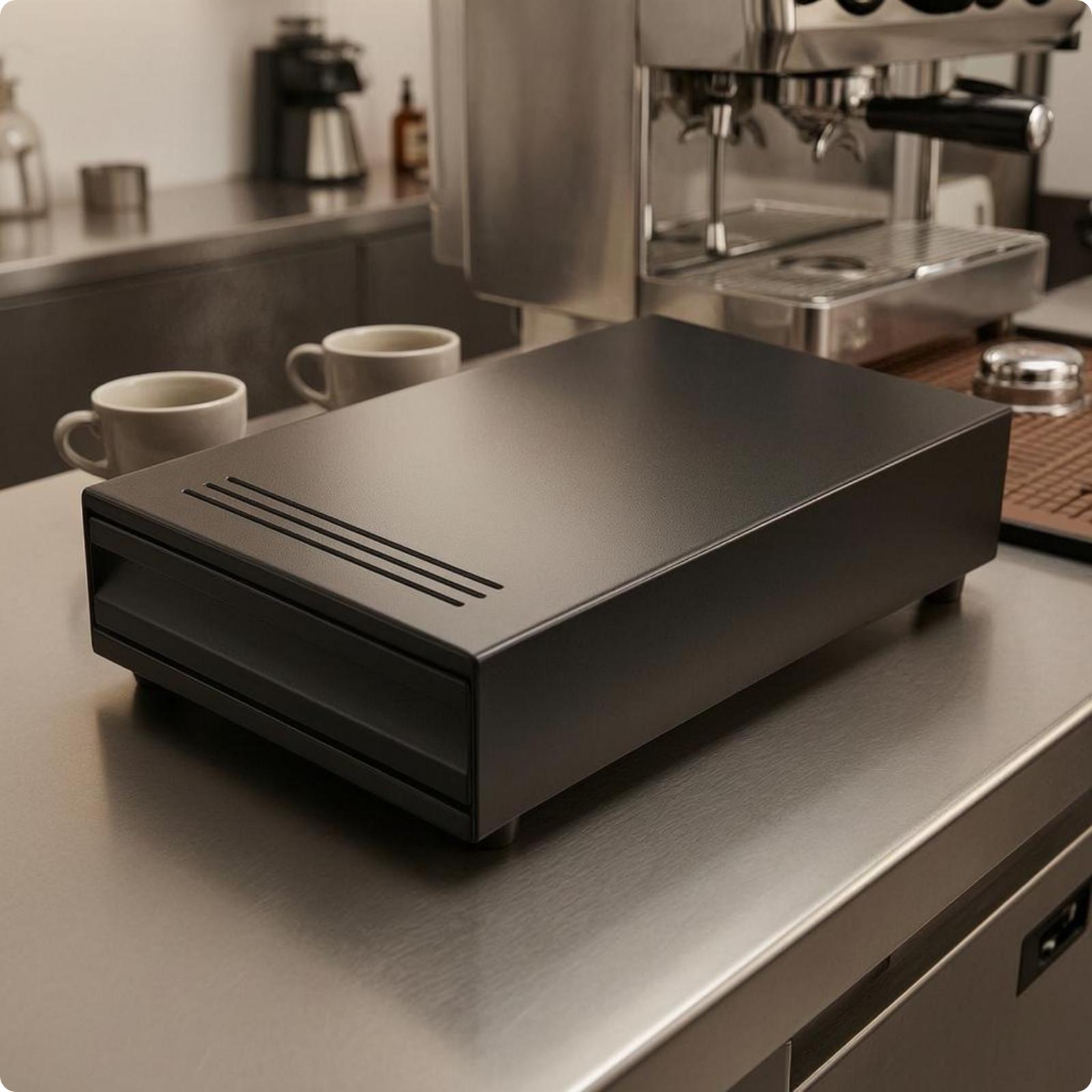 Drawer Knock Box Carbon Steel Espresso Knock Box Coffee Waste Drawer Rectangular Coffee Grounds Container Compact Design чёрный