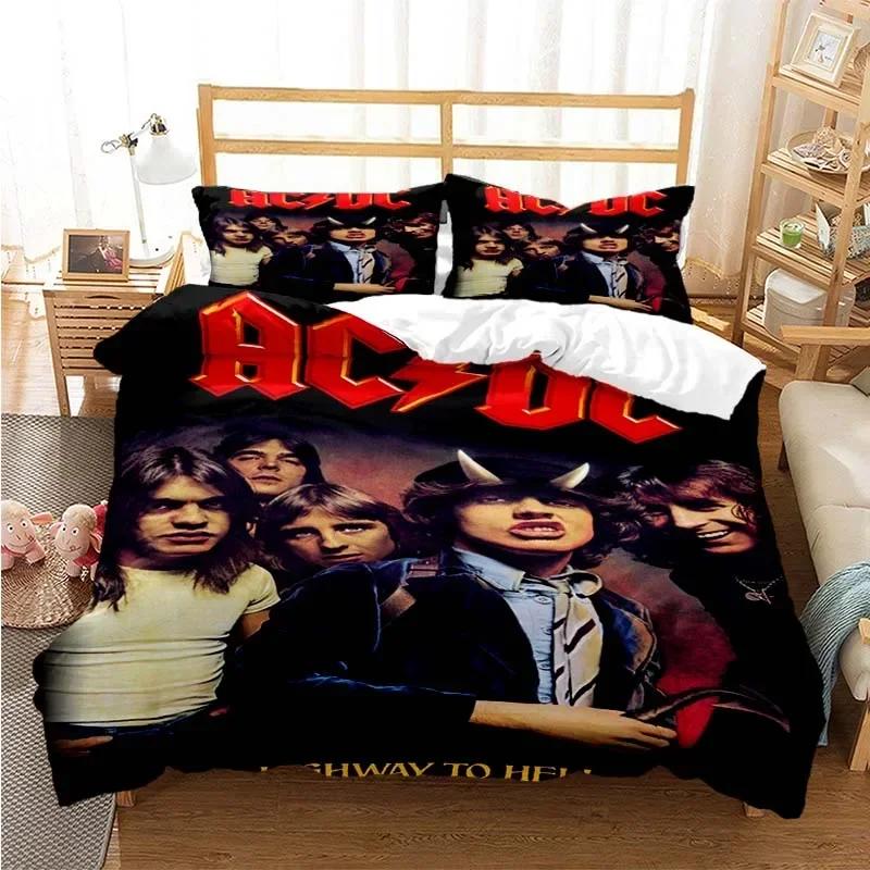 3D-gedrucktes AC/DC Rockband Bettwäscheset Einzelbett Twin Doppelbett Queen King Cal King Größe Bettwäscheset