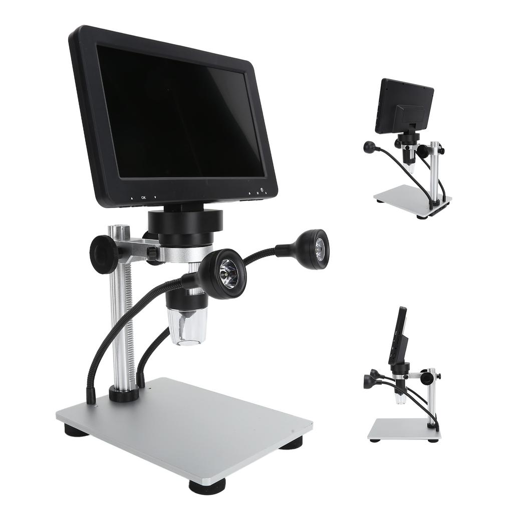 DM9 Digital Microscope 7‑Inch Screen 8 LED Lights Adjustable Brightness 1200X HD USB Video Microscope