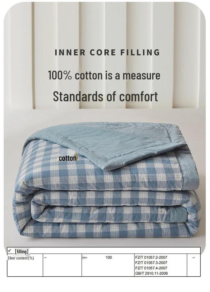 Muji-style Pure Cotton Summer Quilt – All-Cotton, Machine Washable Air Conditioning Quilt for Dorms