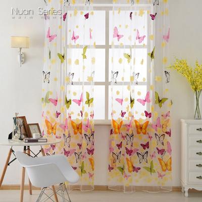1PC Nuan Series Garden Style Wykwintny wzór motyla z kreskówek Okno Przezroczysta zasłona Tiul Sypialnia Salon Dekoracja domu