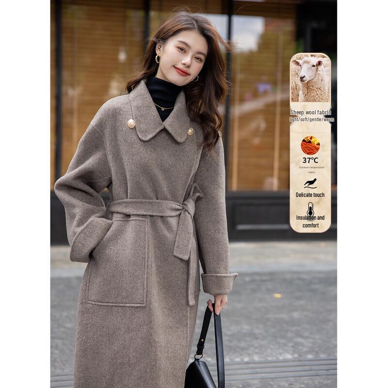 Moka'na French Hepburn Style Long Sleeve Women's Coat