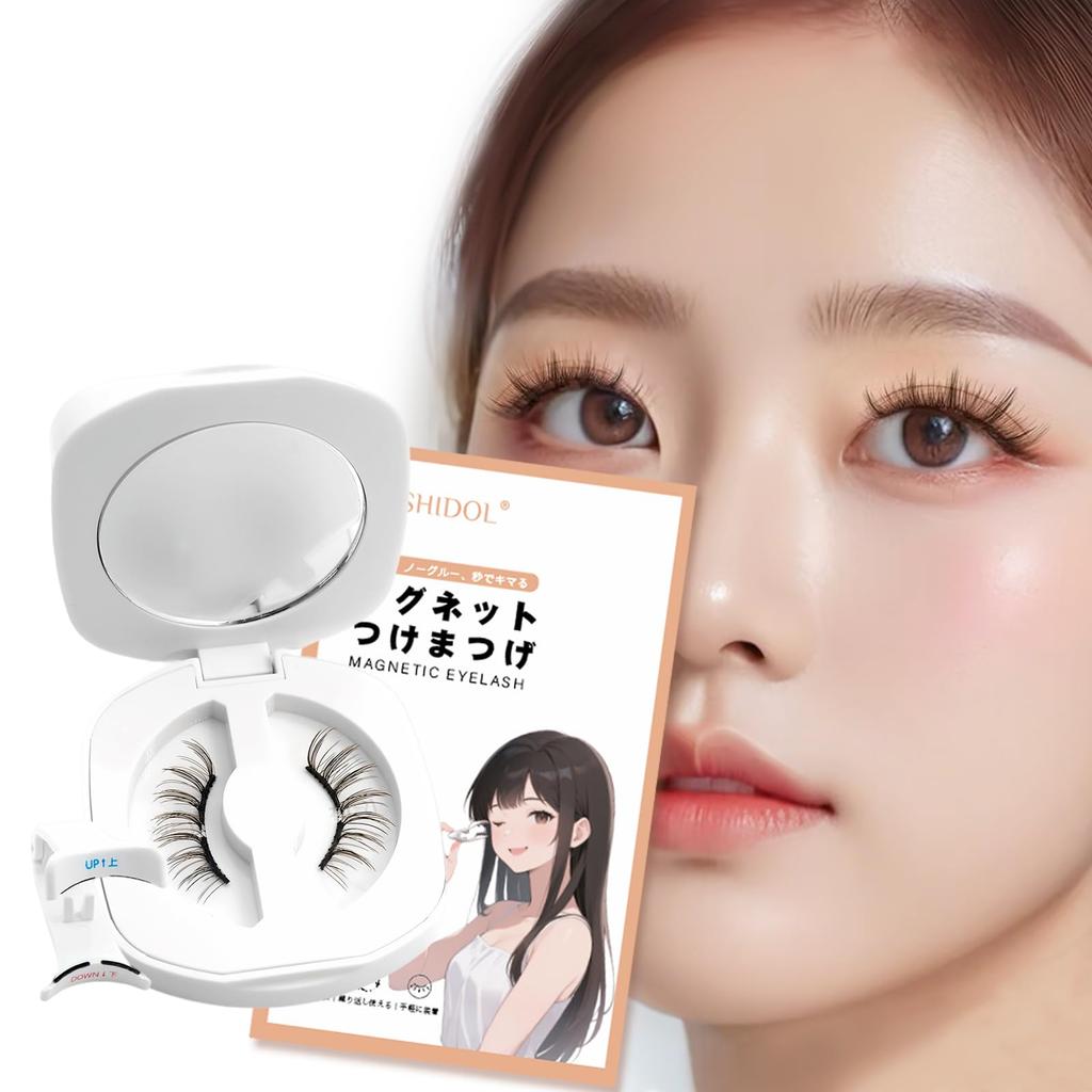 LASHIDOL Magnetic False Magnetic False Magnetic No Adhesive Instant Reusable False Natural No Glue No Cleansing Easy to Lightweight Eyelashes,