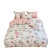 Hello Kitty All-Cotton Cute Cartoon Girl Fitted Sheet & Duvet Set - 4-Pc Dorm Style