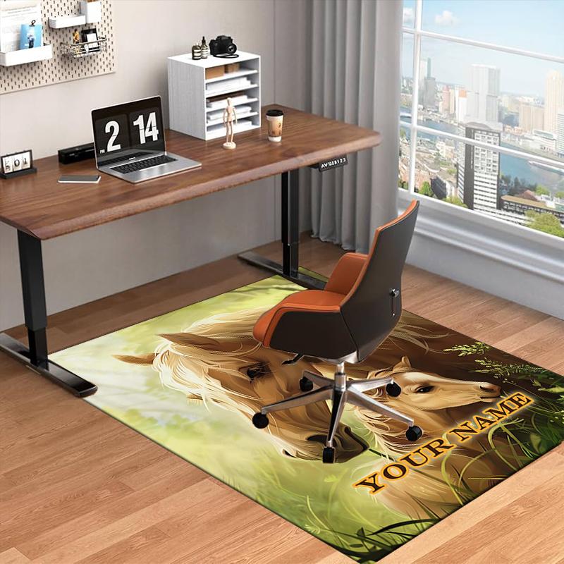 1PC Custom Name Horse Foal Nature Theme Floor Mat Ideal for Living Room, Game Rooms, Office, Bedroom Floor Mat Playful Design