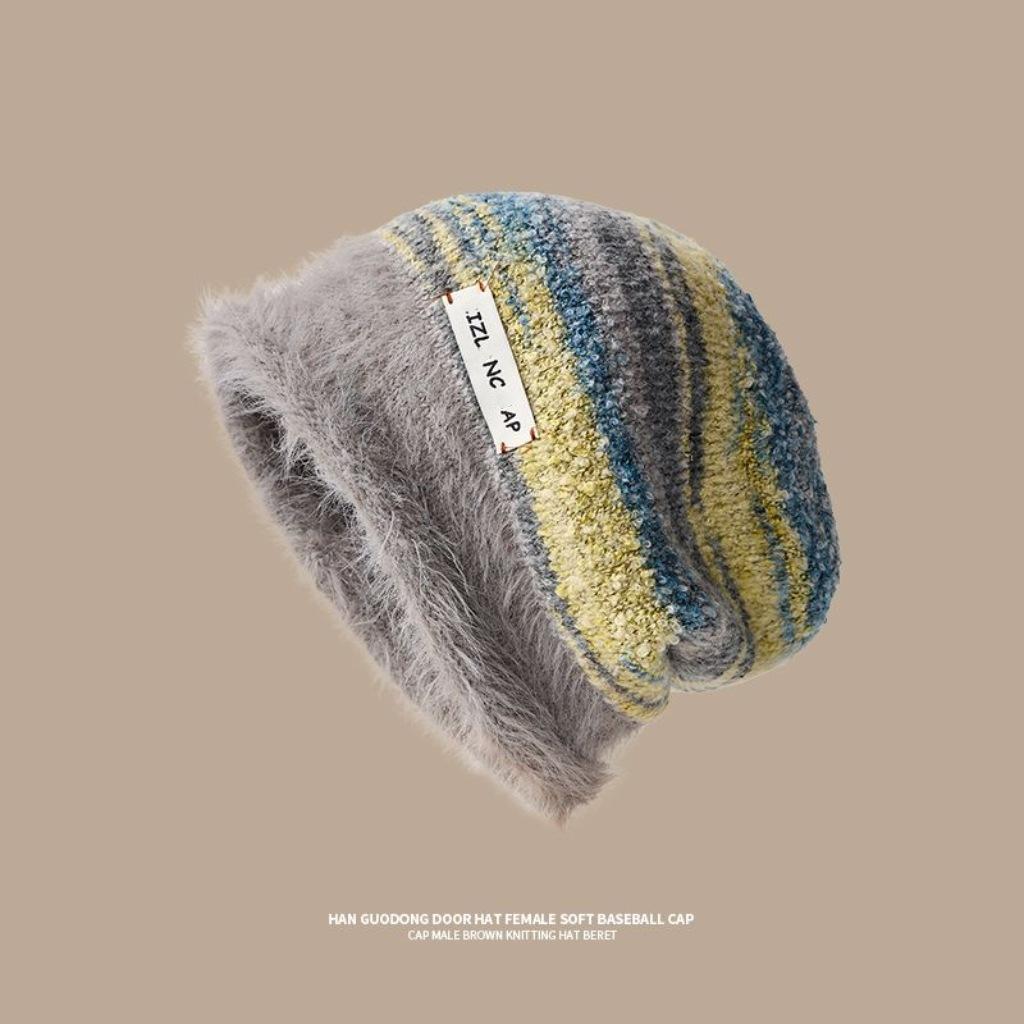 

Autumn and winter women s plush retro knitted Maillard stacking hat children show a small face, cold-proof and warm wool cold hat man One size fits all сірий колір