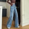 Women Rhinestone Pants  Fashion Stretchy Wide Leg Palazzo Trousers Korean Style