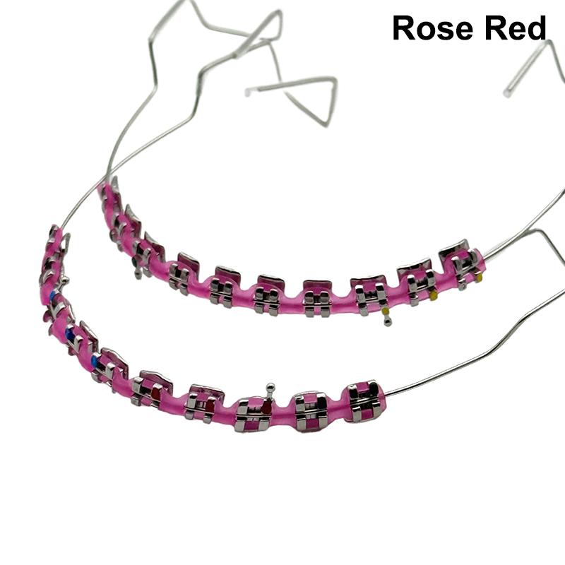 

1 пара металлических брекетов для зубов, дуга с крючками, металлический брекет и ортодонтические лигатурные резинки, красочное временное украшение для зубов